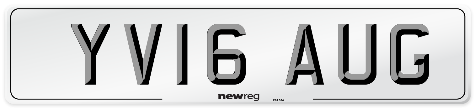 YV16 AUG Number Plate from New Reg